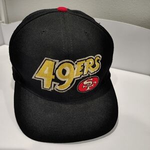 Vintage American Needle 49ers Blockhead made in Taiwan Snapback Black Hat RARE